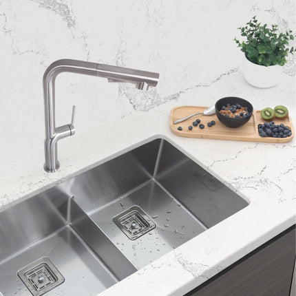 STYLISH Kitchen Sink Faucet Single Handle Pull Down Dual Mode Stainless Steel Brushed Finish K-146S - Plumbing Market