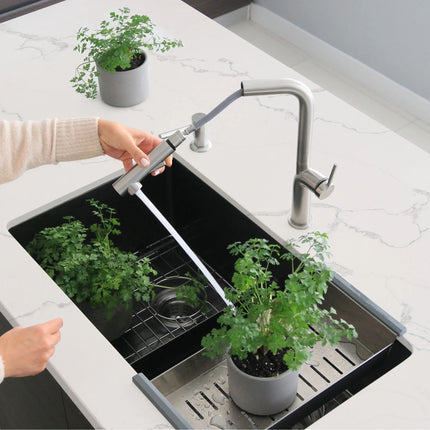 STYLISH Kitchen Sink Faucet Single Handle Pull Down Dual Mode Stainless Steel Brushed Finish K-146S - Plumbing Market