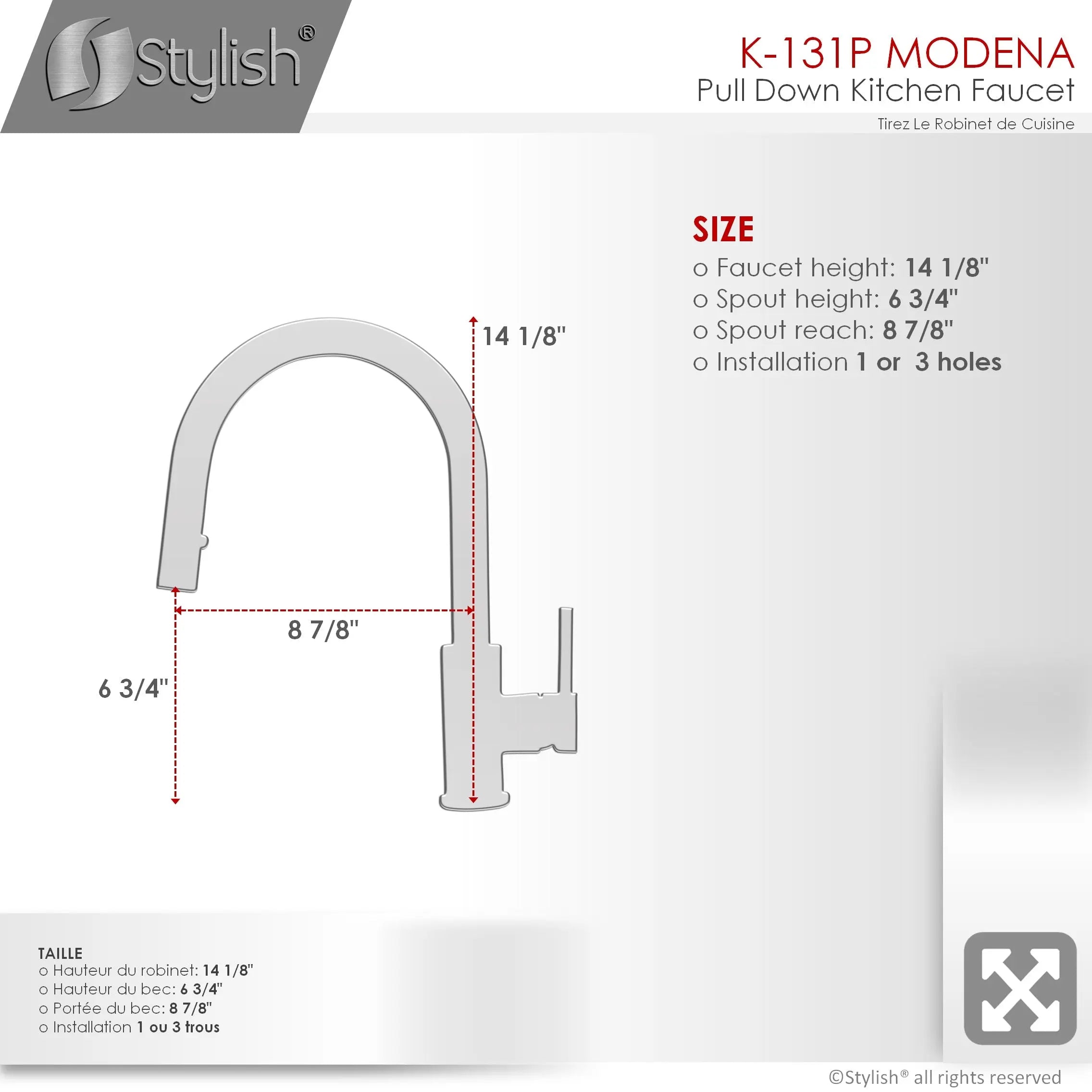 STYLISH Kitchen Sink Faucet Single Handle Pull Down Dual Mode Stainless Steel GunMetal Finish K-131P - Plumbing Market