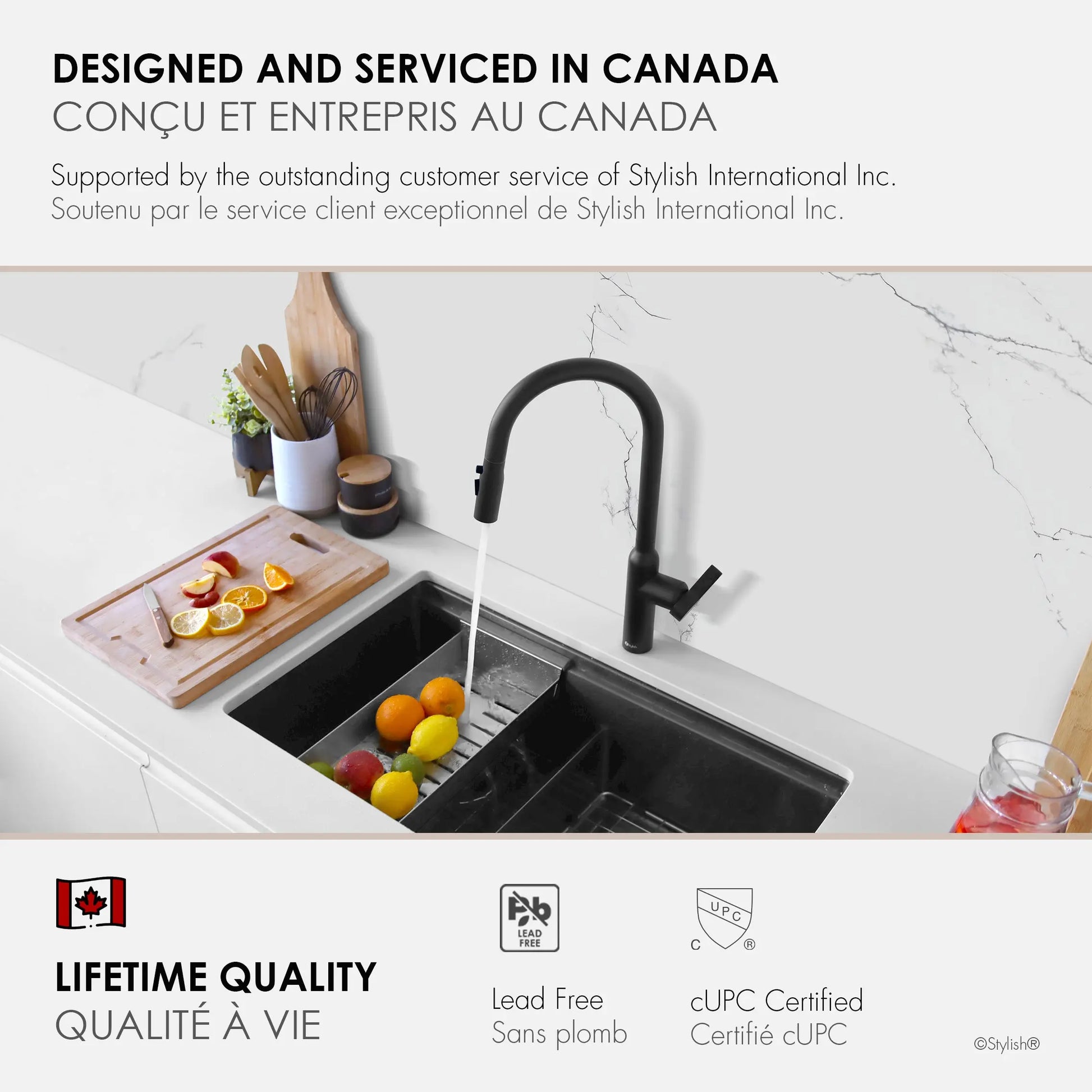 STYLISH Kitchen Sink Faucet Single Handle Pull Down Dual Mode Stainless Steel Matte Black Finish K-133N - Plumbing Market