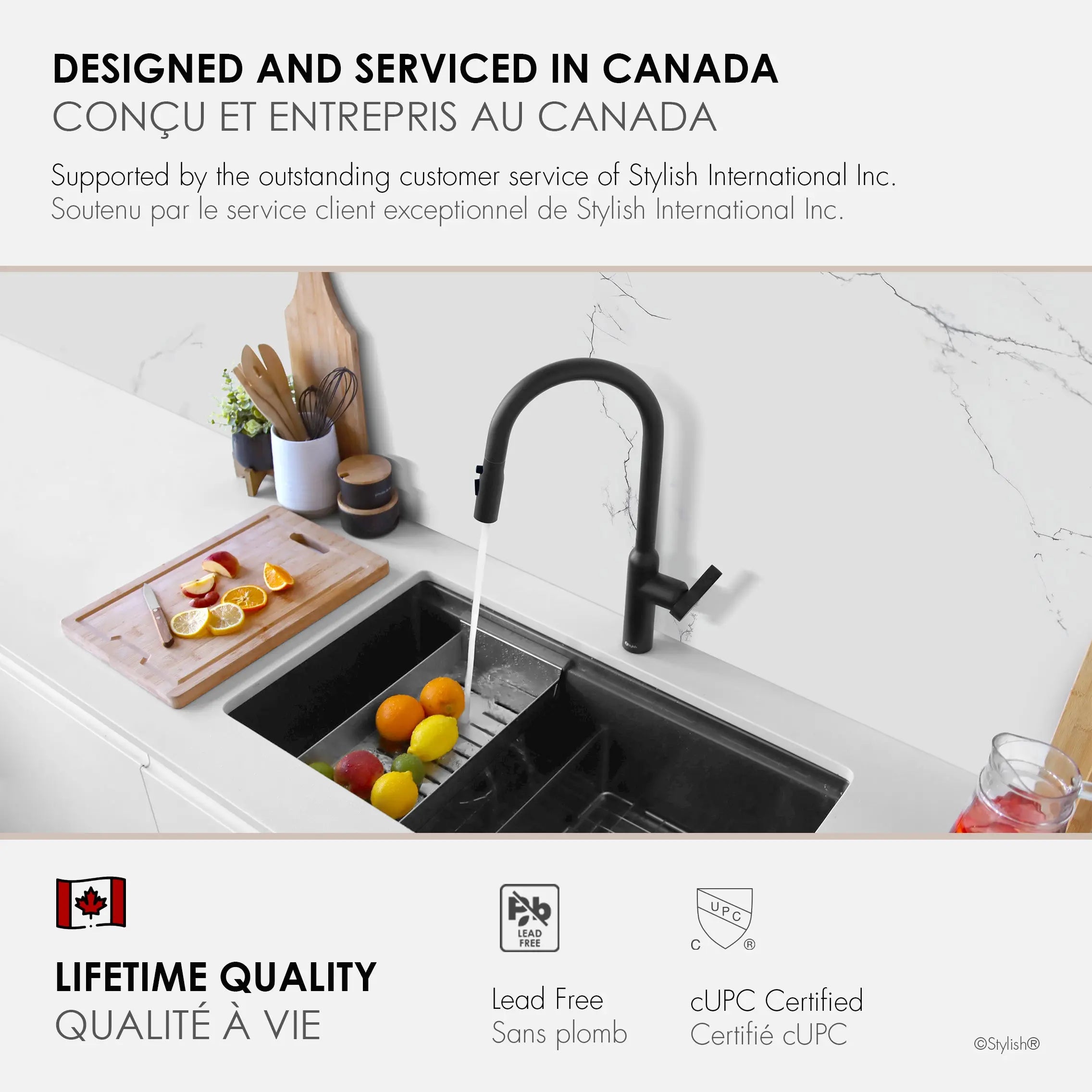 STYLISH Kitchen Sink Faucet Single Handle Pull Down Dual Mode Stainless Steel Matte Black Finish K-133N - Plumbing Market