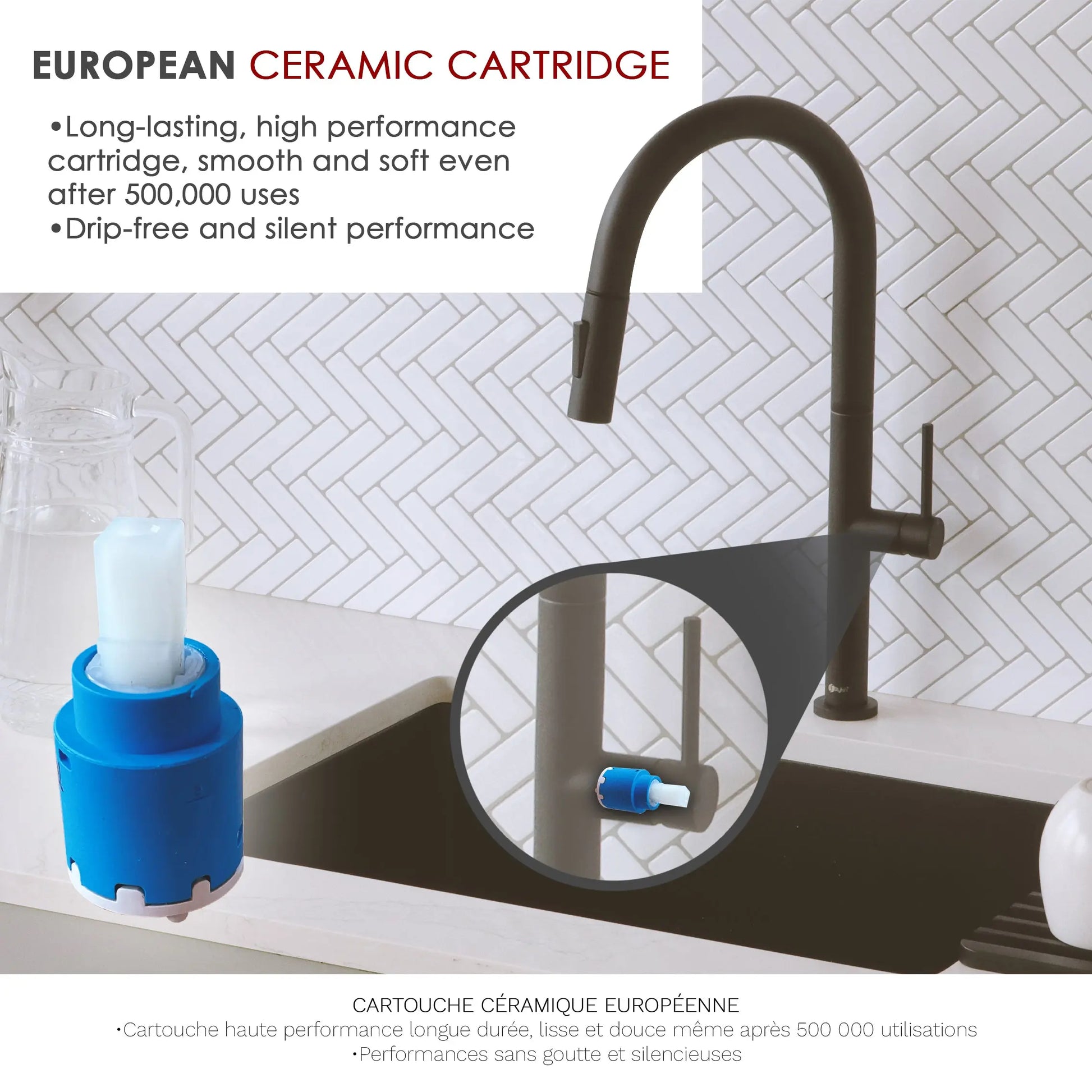 STYLISH Kitchen Sink Faucet Single Handle Pull Down Dual Mode Stainless Steel Matte Black Finish K-141N - Plumbing Market