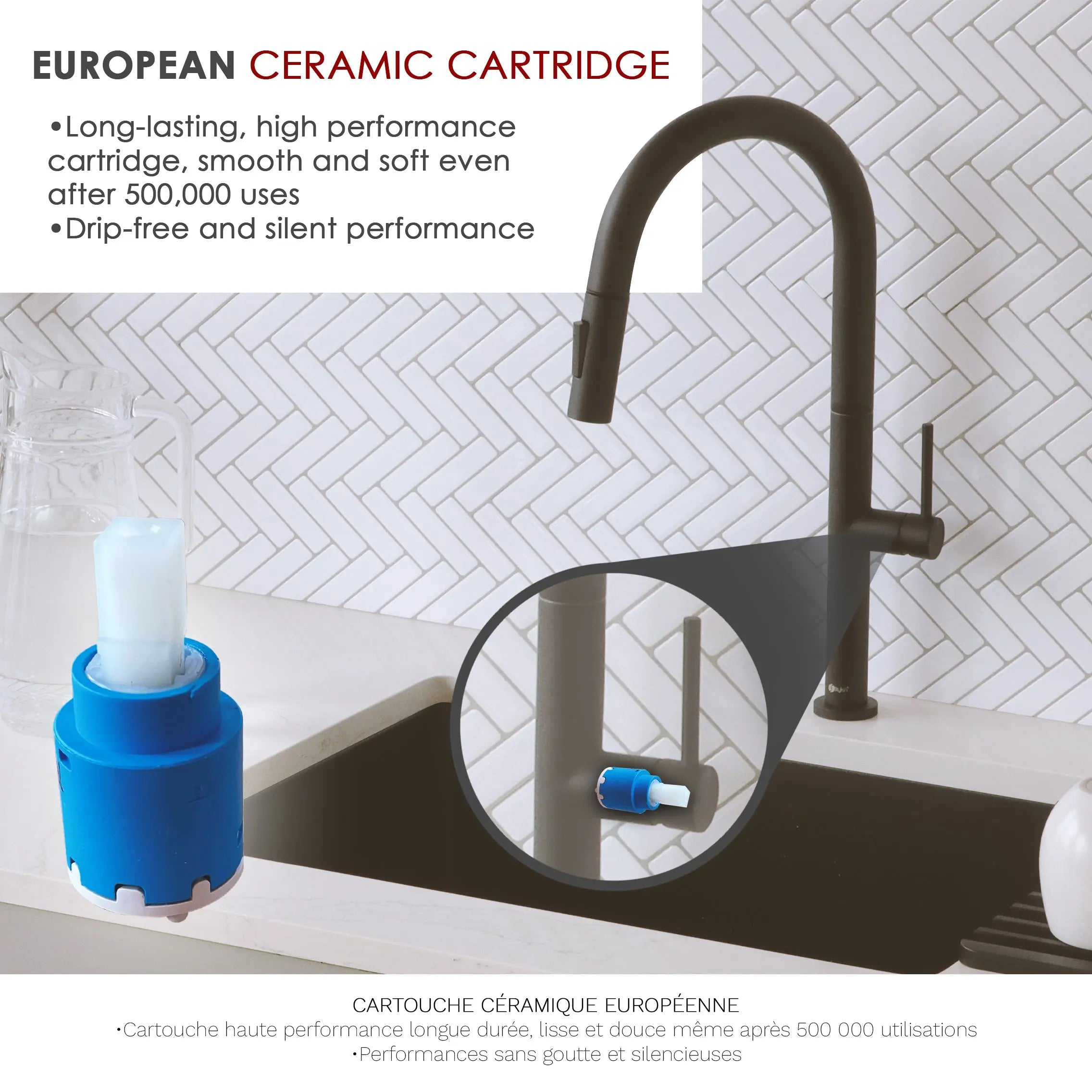 STYLISH Kitchen Sink Faucet Single Handle Pull Down Dual Mode Stainless Steel Matte Black Finish K-141N - Plumbing Market