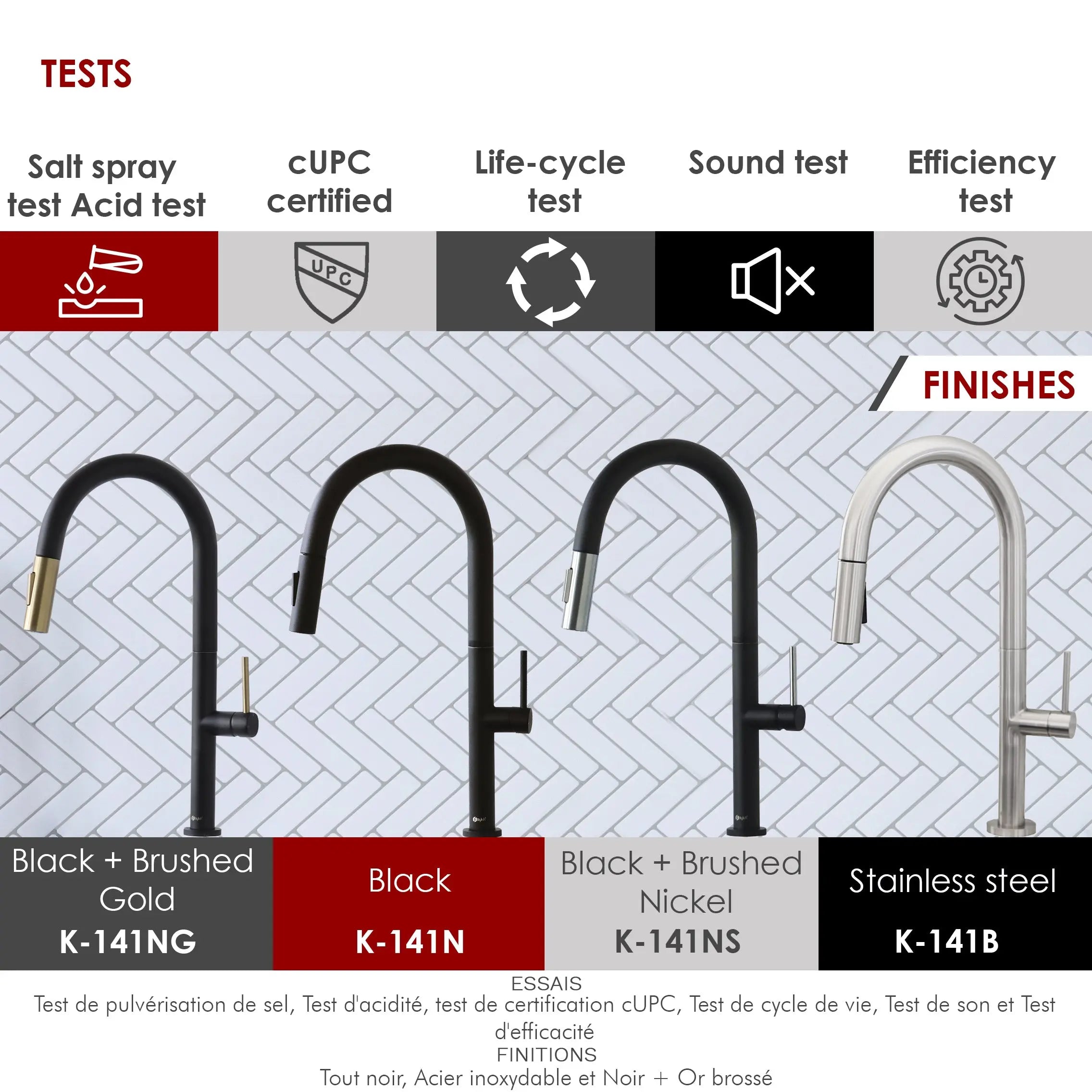 STYLISH Kitchen Sink Faucet Single Handle Pull Down Dual Mode Stainless Steel Matte Black with Brushed Gold Head and Handle Finish K-141NG - Plumbing Market