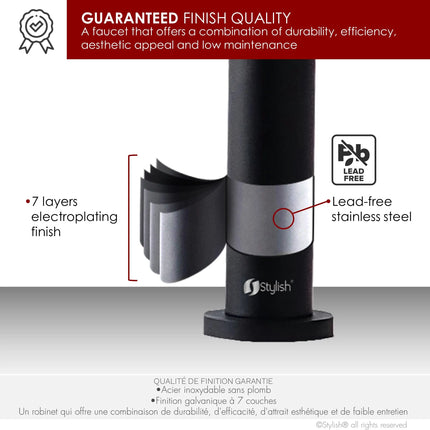 STYLISH Kitchen Sink Faucet Single Handle Pull Down Dual Mode Stainless Steel Matte Black with Brushed Head and Handle Finish K-141NS - Plumbing Market