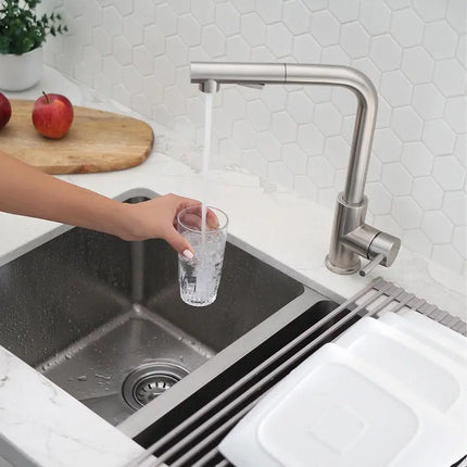 STYLISH Kitchen Sink Faucet Single Handle Pull Down Dual Mode Stainless Steel, Brushed Finish K-130S - Plumbing Market