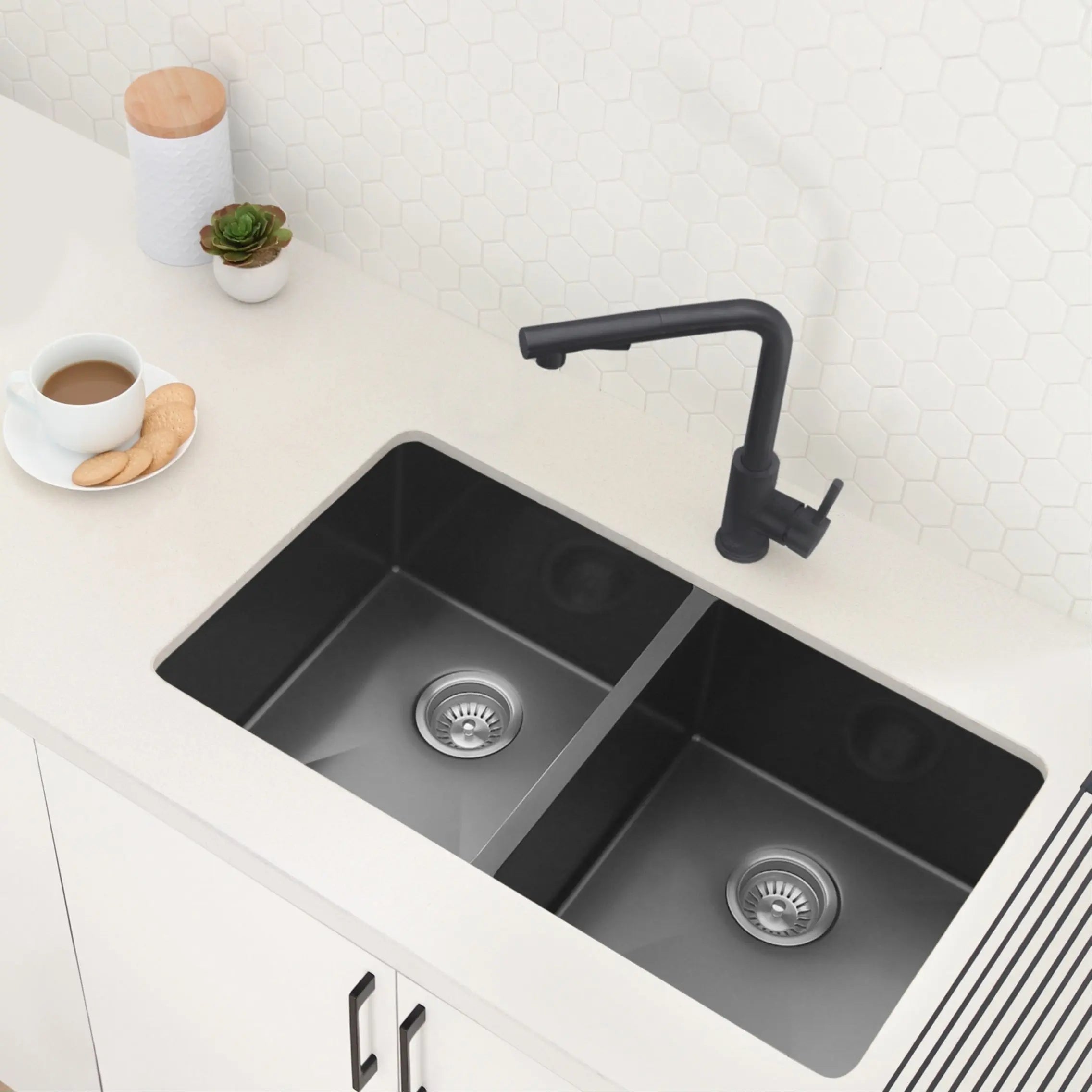 STYLISH Kitchen Sink Faucet Single Handle Pull Down Dual Mode Stainless Steel, Matte Black Finish K-130N - Plumbing Market