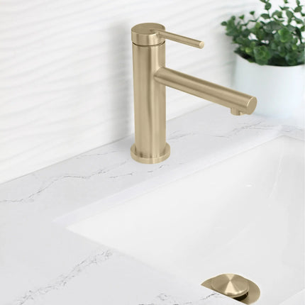 STYLISH Single Handle Basin Bathroom Faucet in Brushed Gold B-108G - Plumbing Market