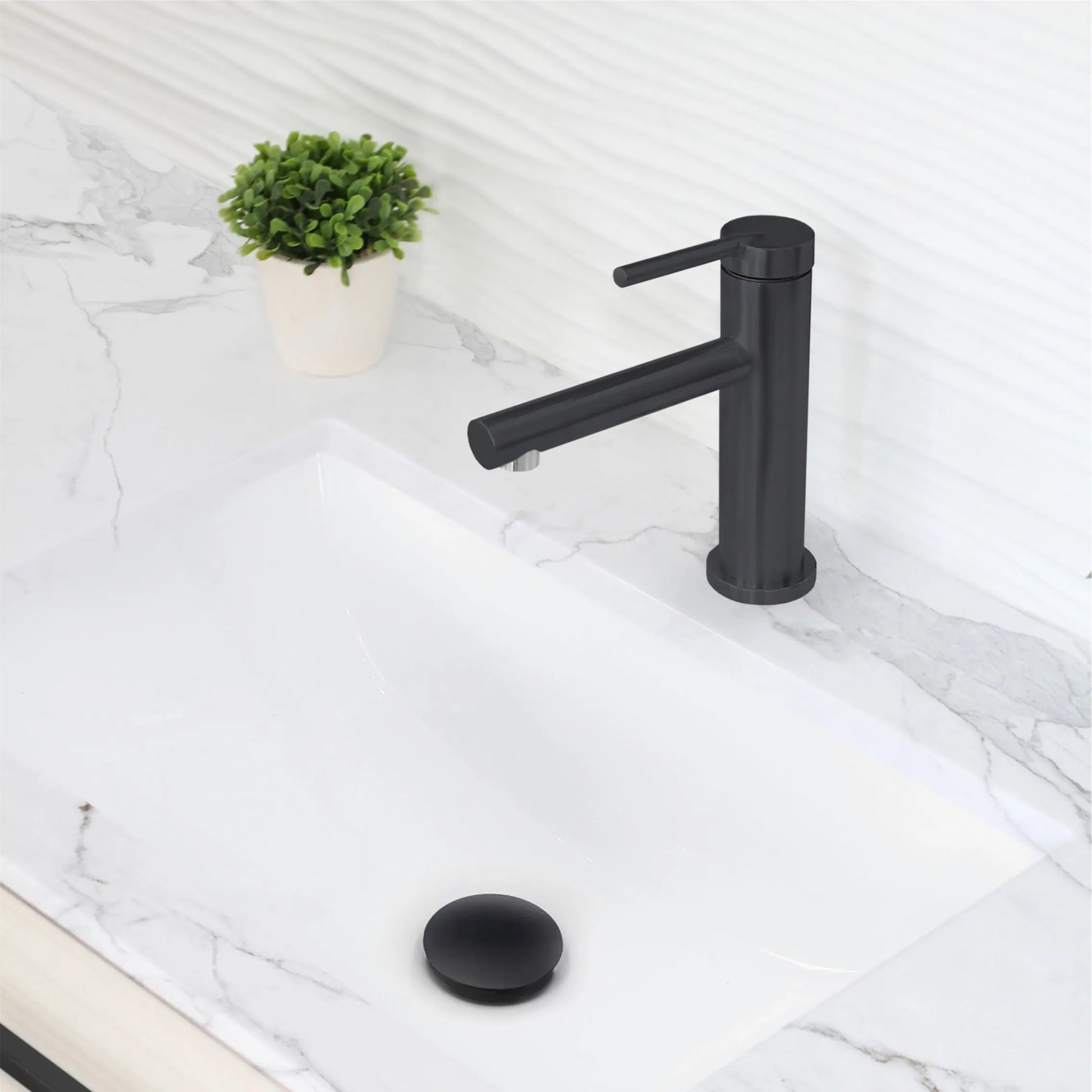 STYLISH Single Handle Basin Bathroom Faucet in Matte Black Finish B-108N - Plumbing Market