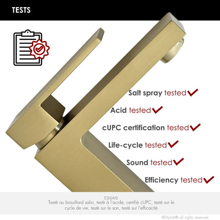 STYLISH Single Handle Bathroom Faucet for Single Hole Brass Basin Mixer Tap, Brushed Gold Finish B-112G - Plumbing Market