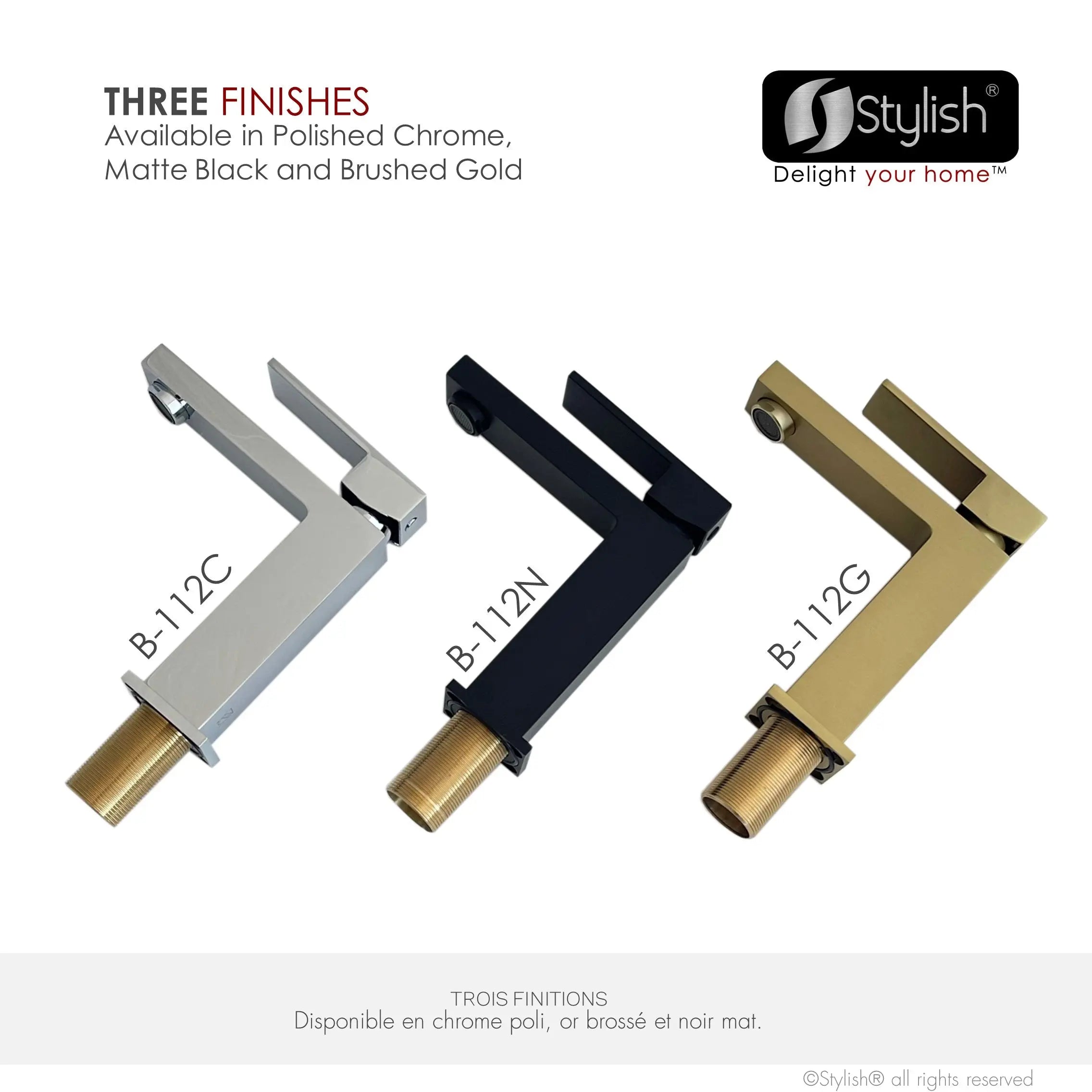 STYLISH Single Handle Bathroom Faucet for Single Hole Brass Basin Mixer Tap, Brushed Gold Finish B-112G - Plumbing Market