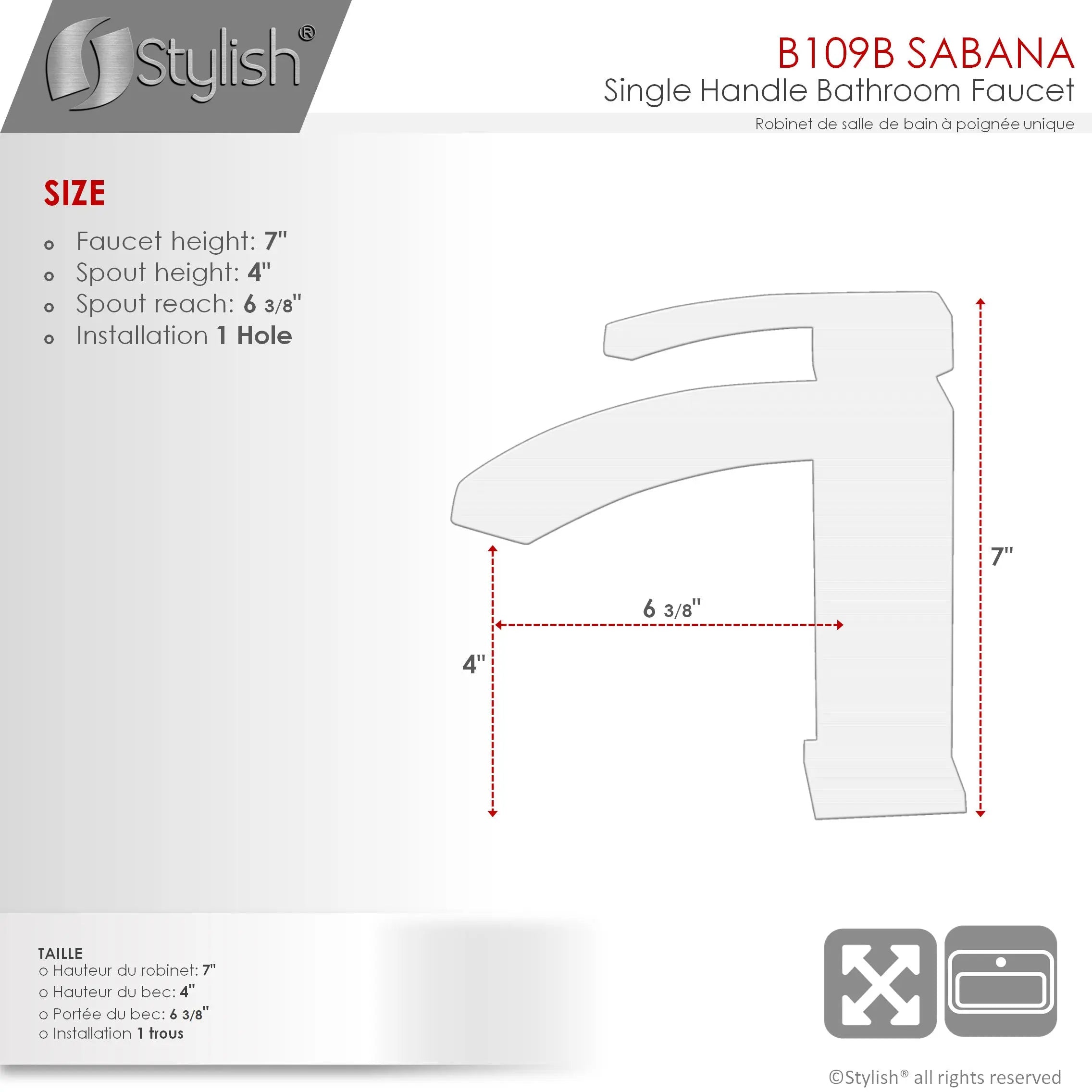 STYLISH Single Handle Bathroom Faucet for Single Hole Brass Basin Mixer Tap, Brushed Nickel Finish B-109B - Plumbing Market