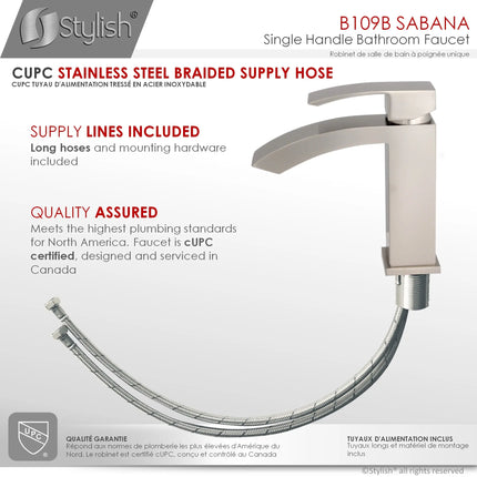 STYLISH Single Handle Bathroom Faucet for Single Hole Brass Basin Mixer Tap, Brushed Nickel Finish B-109B - Plumbing Market