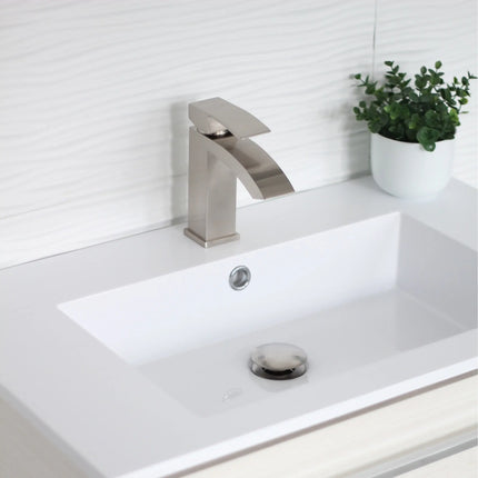 STYLISH Single Handle Bathroom Faucet for Single Hole Brass Basin Mixer Tap, Brushed Nickel Finish B-109B - Plumbing Market