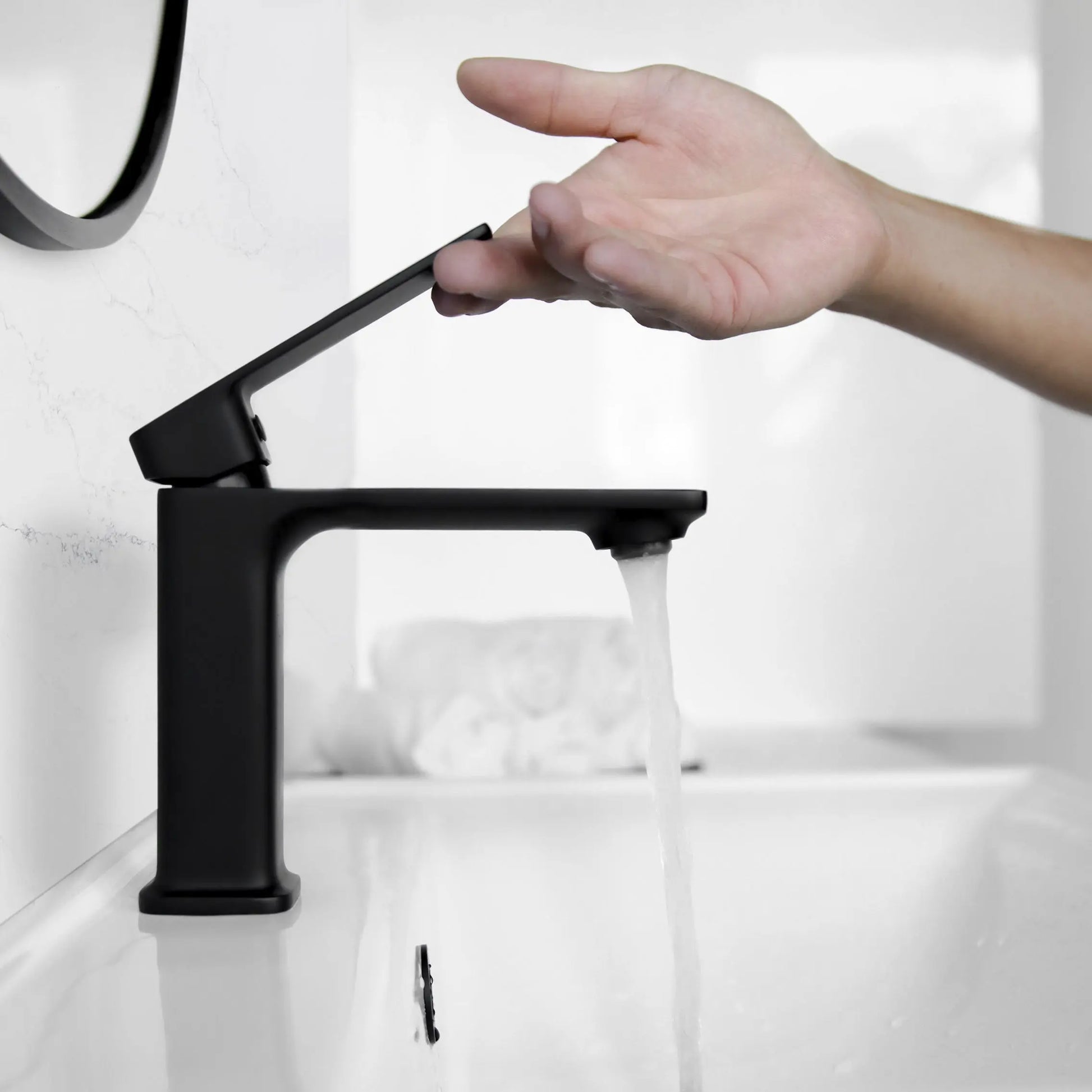 STYLISH Single Handle Bathroom Faucet for Single Hole Brass Basin Mixer Tap, Matte Black Finish  B-102N - Plumbing Market