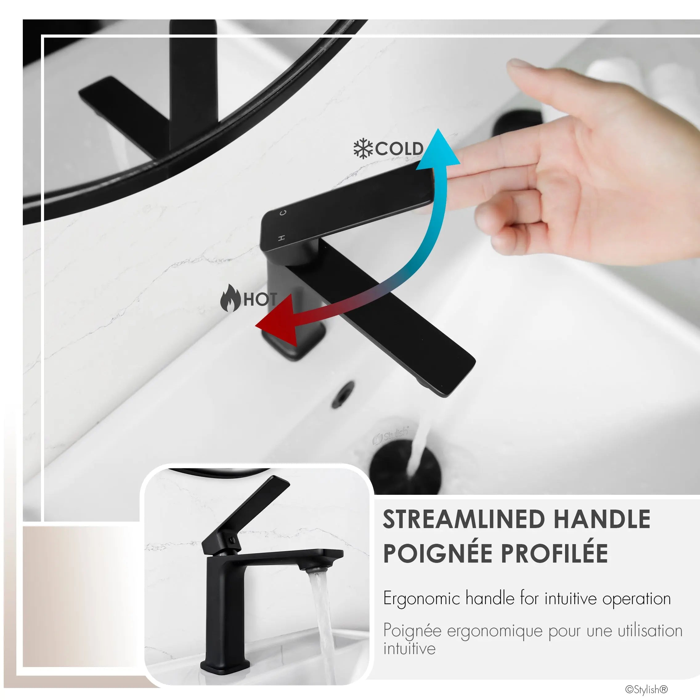 STYLISH Single Handle Bathroom Faucet for Single Hole Brass Basin Mixer Tap, Matte Black Finish  B-102N - Plumbing Market