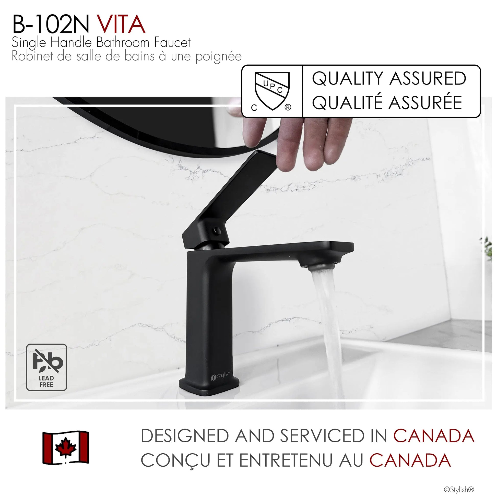 STYLISH Single Handle Bathroom Faucet for Single Hole Brass Basin Mixer Tap, Matte Black Finish  B-102N - Plumbing Market