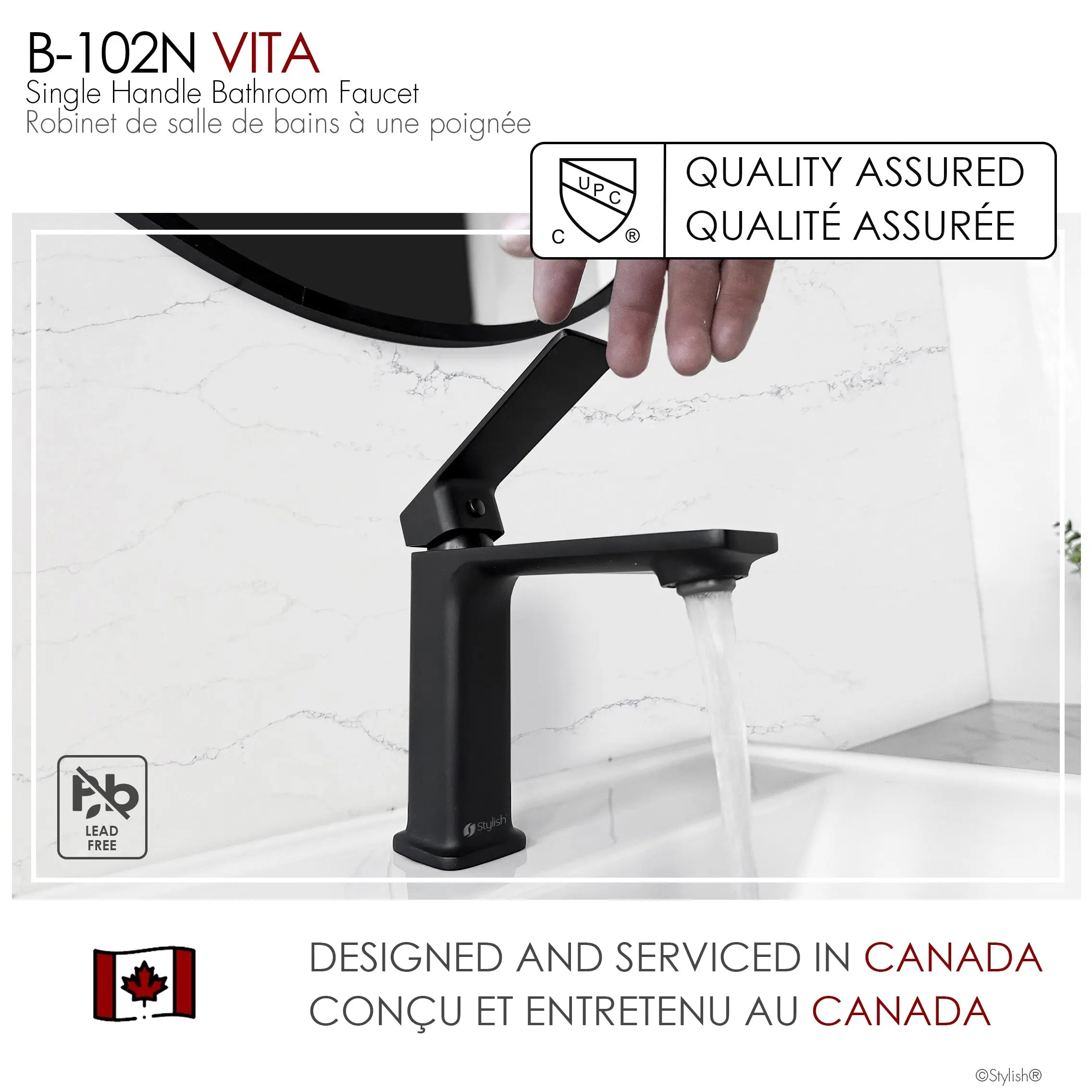 STYLISH Single Handle Bathroom Faucet for Single Hole Brass Basin Mixer Tap, Matte Black Finish  B-102N - Plumbing Market