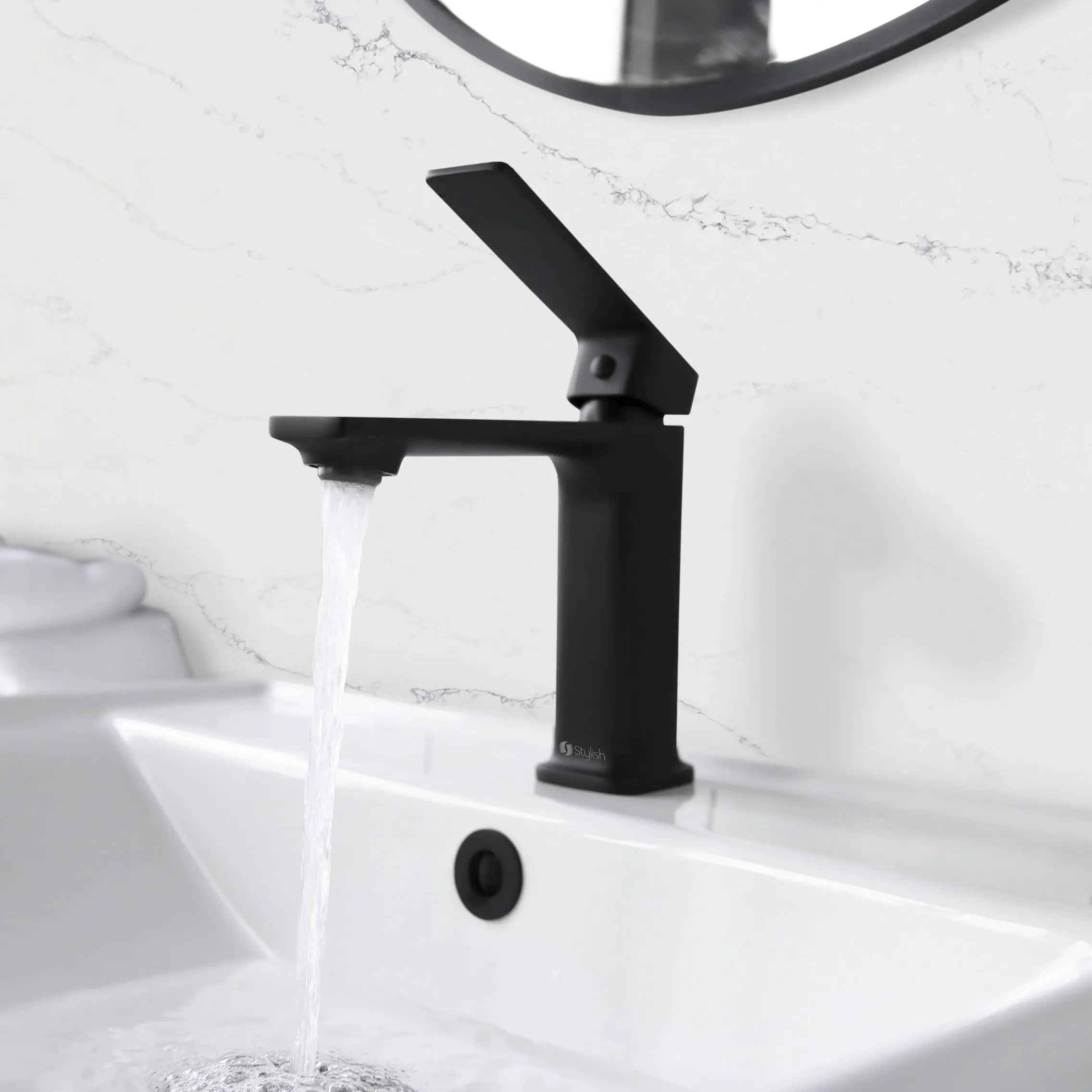 STYLISH Single Handle Bathroom Faucet for Single Hole Brass Basin Mixer Tap, Matte Black Finish  B-102N - Plumbing Market