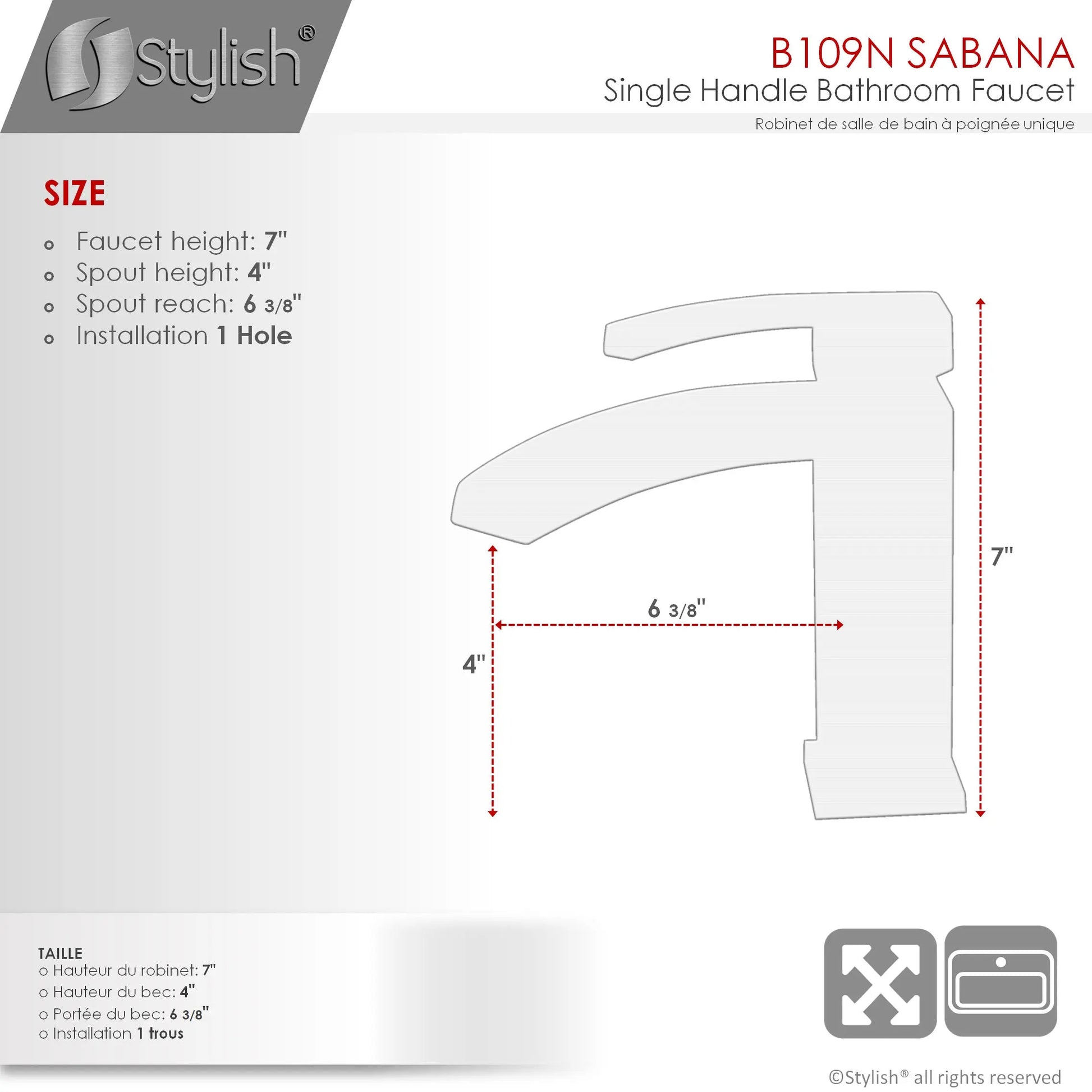 STYLISH Single Handle Bathroom Faucet for Single Hole Brass Basin Mixer Tap, Matte Black Finish B-109N - Plumbing Market