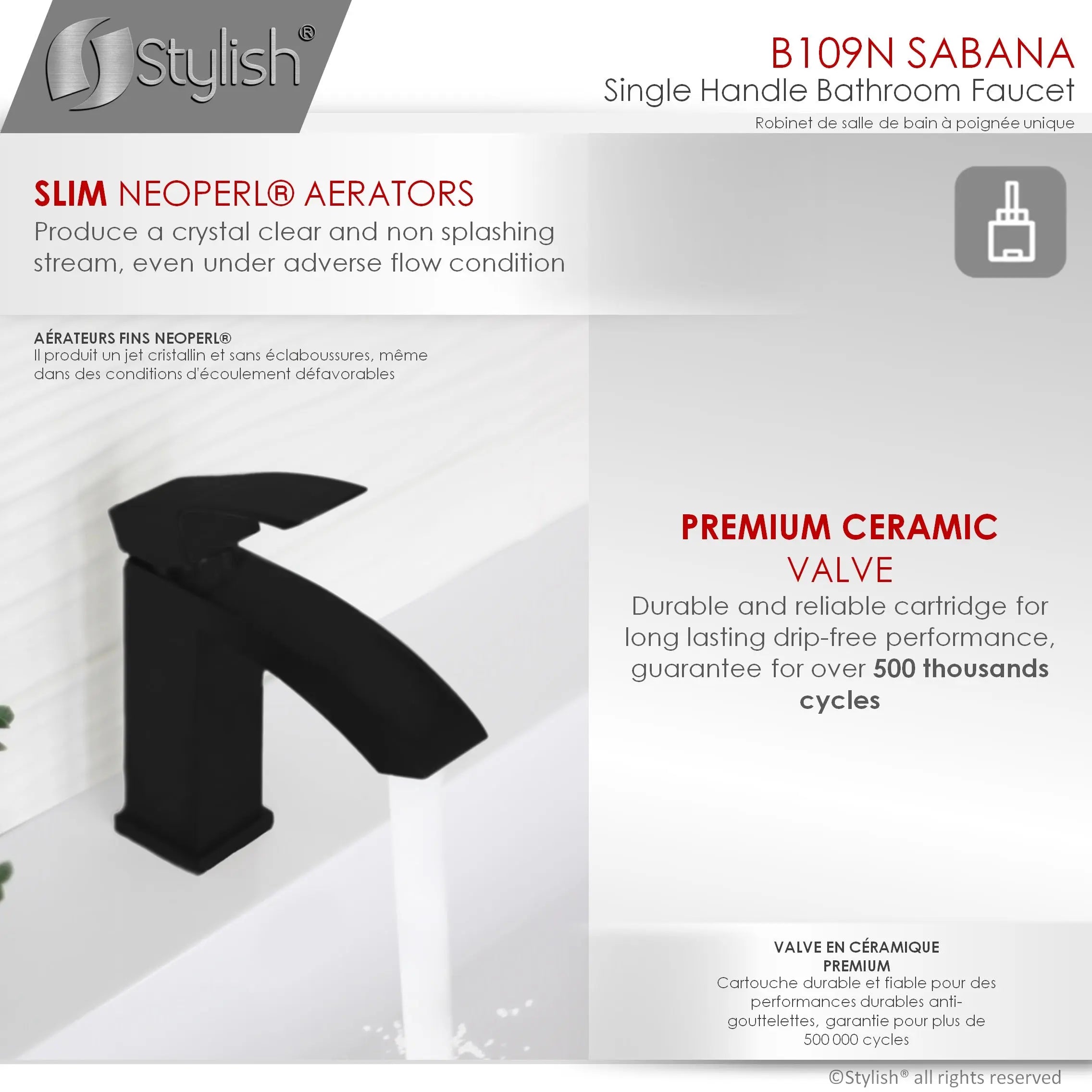 STYLISH Single Handle Bathroom Faucet for Single Hole Brass Basin Mixer Tap, Matte Black Finish B-109N - Plumbing Market