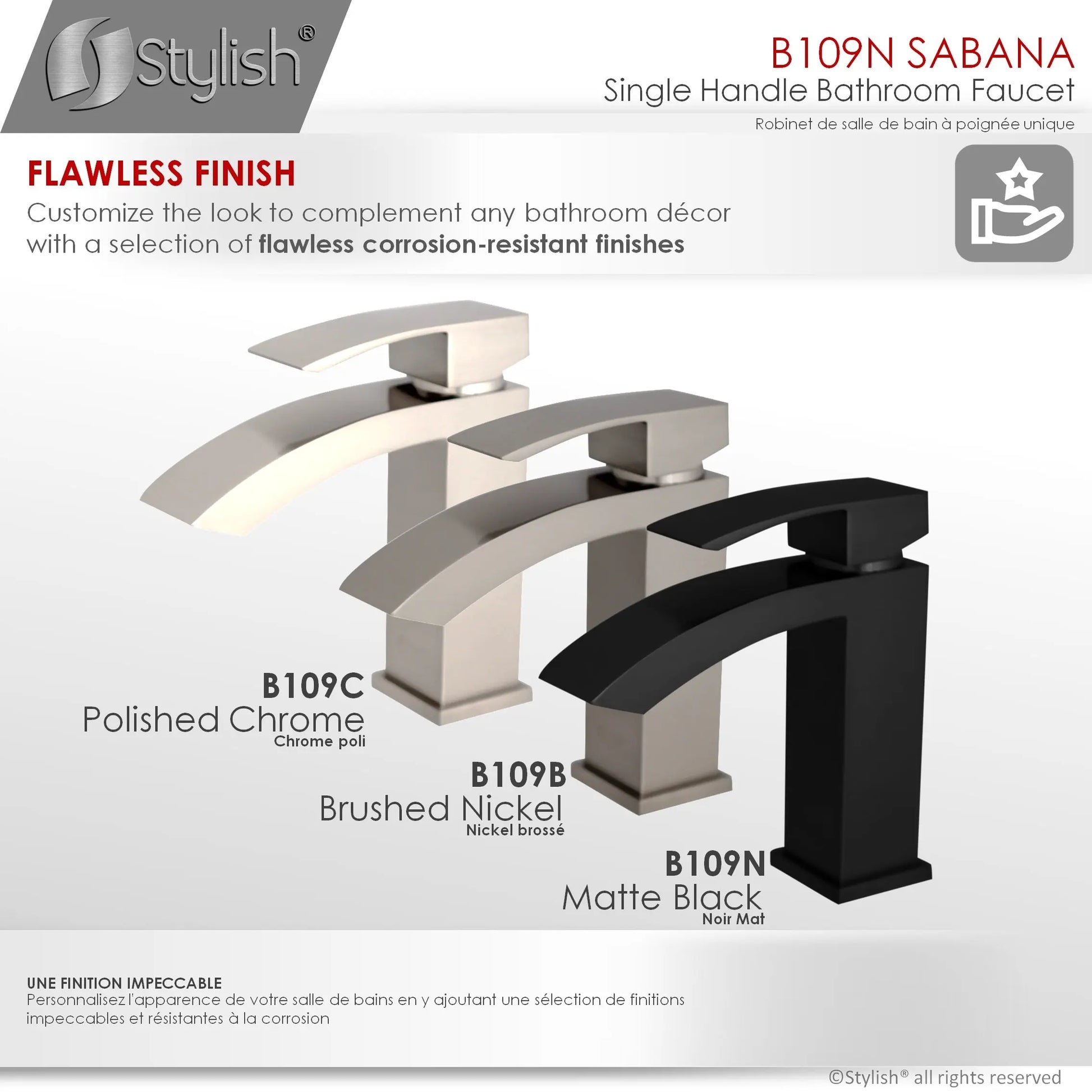 STYLISH Single Handle Bathroom Faucet for Single Hole Brass Basin Mixer Tap, Matte Black Finish B-109N - Plumbing Market