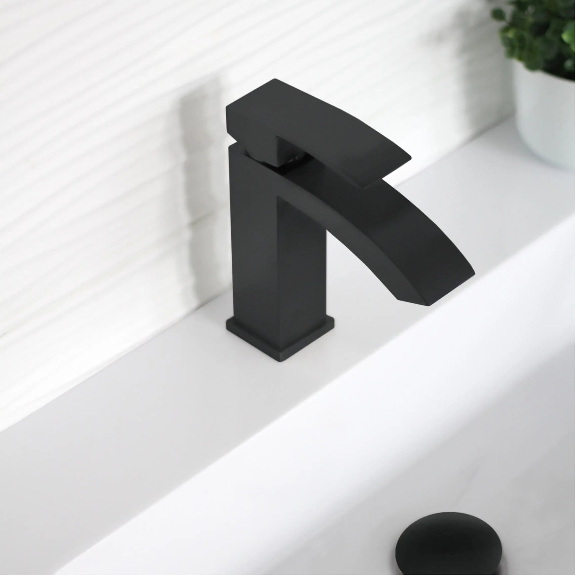 STYLISH Single Handle Bathroom Faucet for Single Hole Brass Basin Mixer Tap, Matte Black Finish B-109N - Plumbing Market