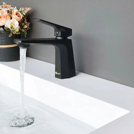STYLISH Single Handle Bathroom Faucet for Single Hole Brass Basin Mixer Tap, Matte Black Finish B-111N - Plumbing Market