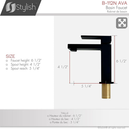 STYLISH Single Handle Bathroom Faucet for Single Hole Brass Basin Mixer Tap, Matte Black Finish B-112N - Plumbing Market