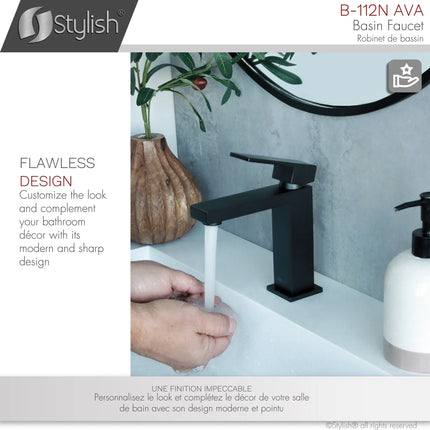 STYLISH Single Handle Bathroom Faucet for Single Hole Brass Basin Mixer Tap, Matte Black Finish B-112N - Plumbing Market