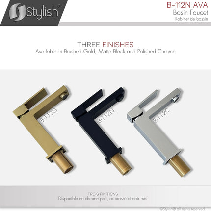 STYLISH Single Handle Bathroom Faucet for Single Hole Brass Basin Mixer Tap, Matte Black Finish B-112N - Plumbing Market