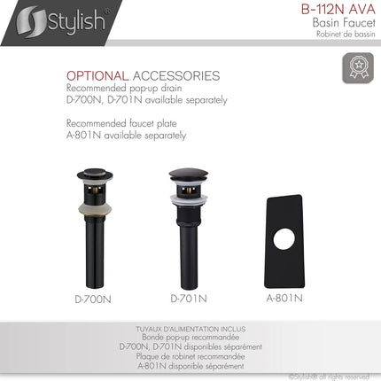 STYLISH Single Handle Bathroom Faucet for Single Hole Brass Basin Mixer Tap, Matte Black Finish B-112N - Plumbing Market