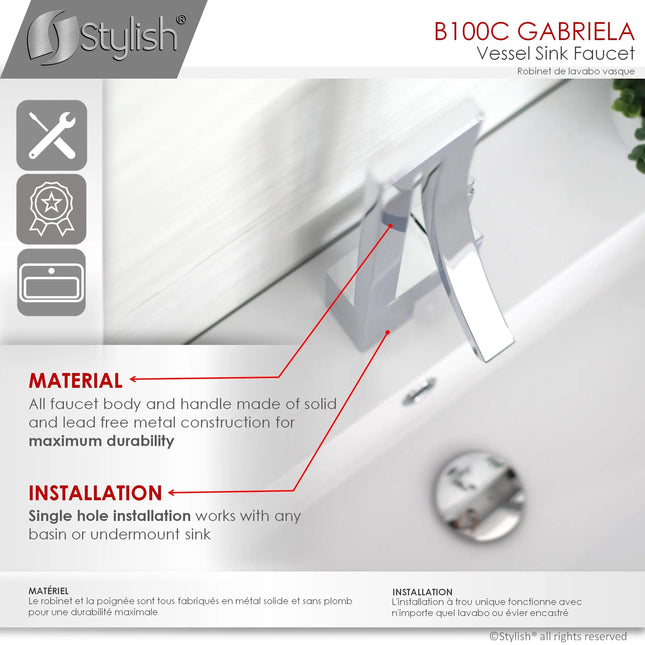 STYLISH Single Handle Bathroom Faucet for Single Hole Brass Basin Mixer Tap, Polished Chrome Finish  B-100C - Plumbing Market