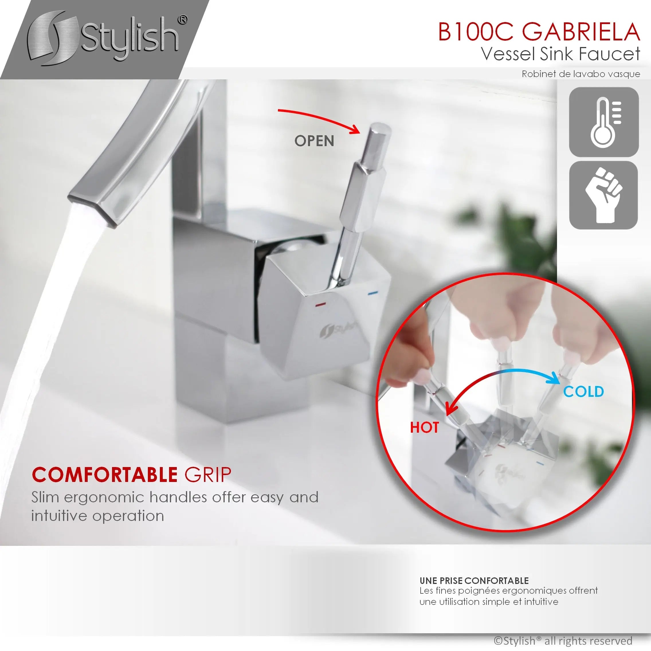 STYLISH Single Handle Bathroom Faucet for Single Hole Brass Basin Mixer Tap, Polished Chrome Finish  B-100C - Plumbing Market