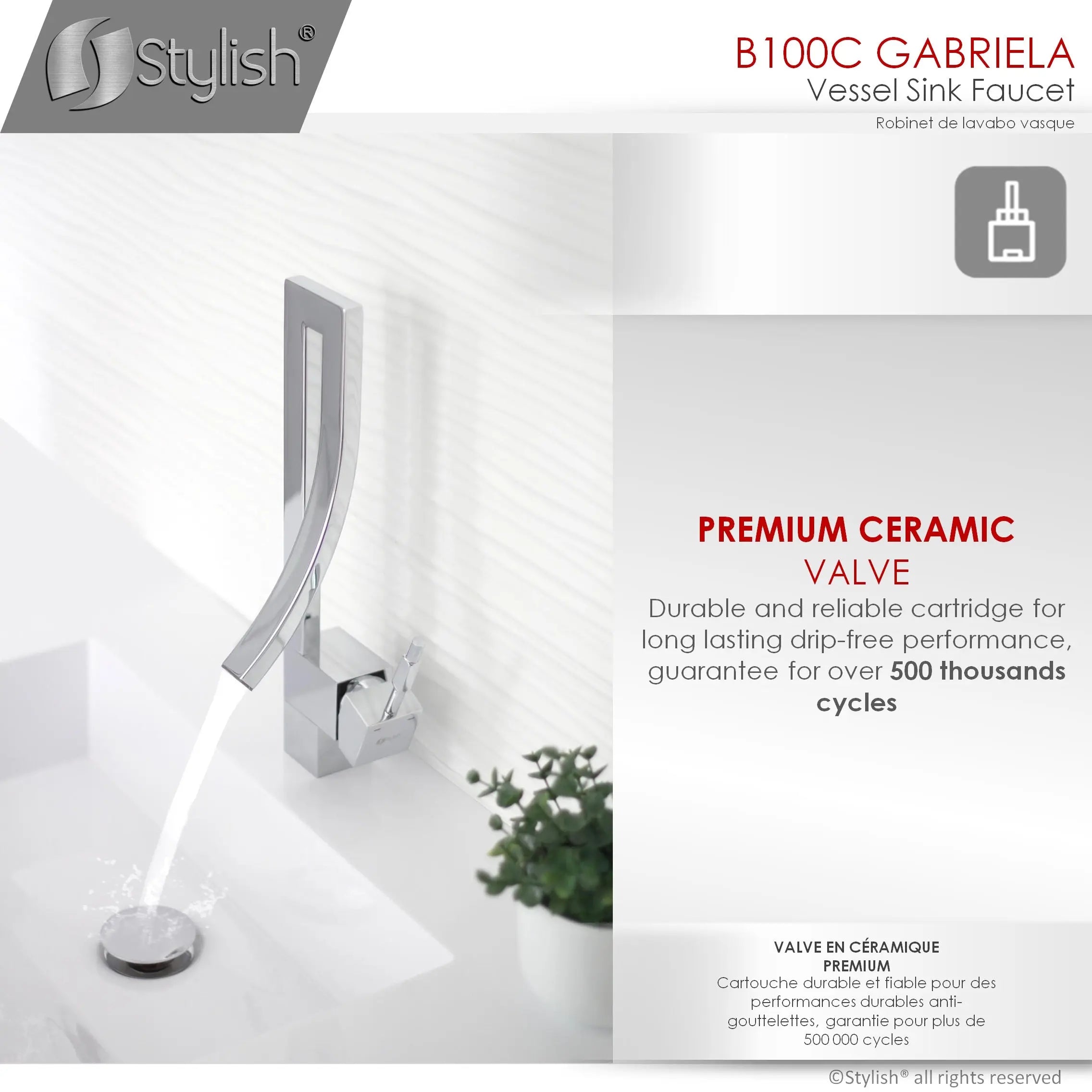 STYLISH Single Handle Bathroom Faucet for Single Hole Brass Basin Mixer Tap, Polished Chrome Finish  B-100C - Plumbing Market