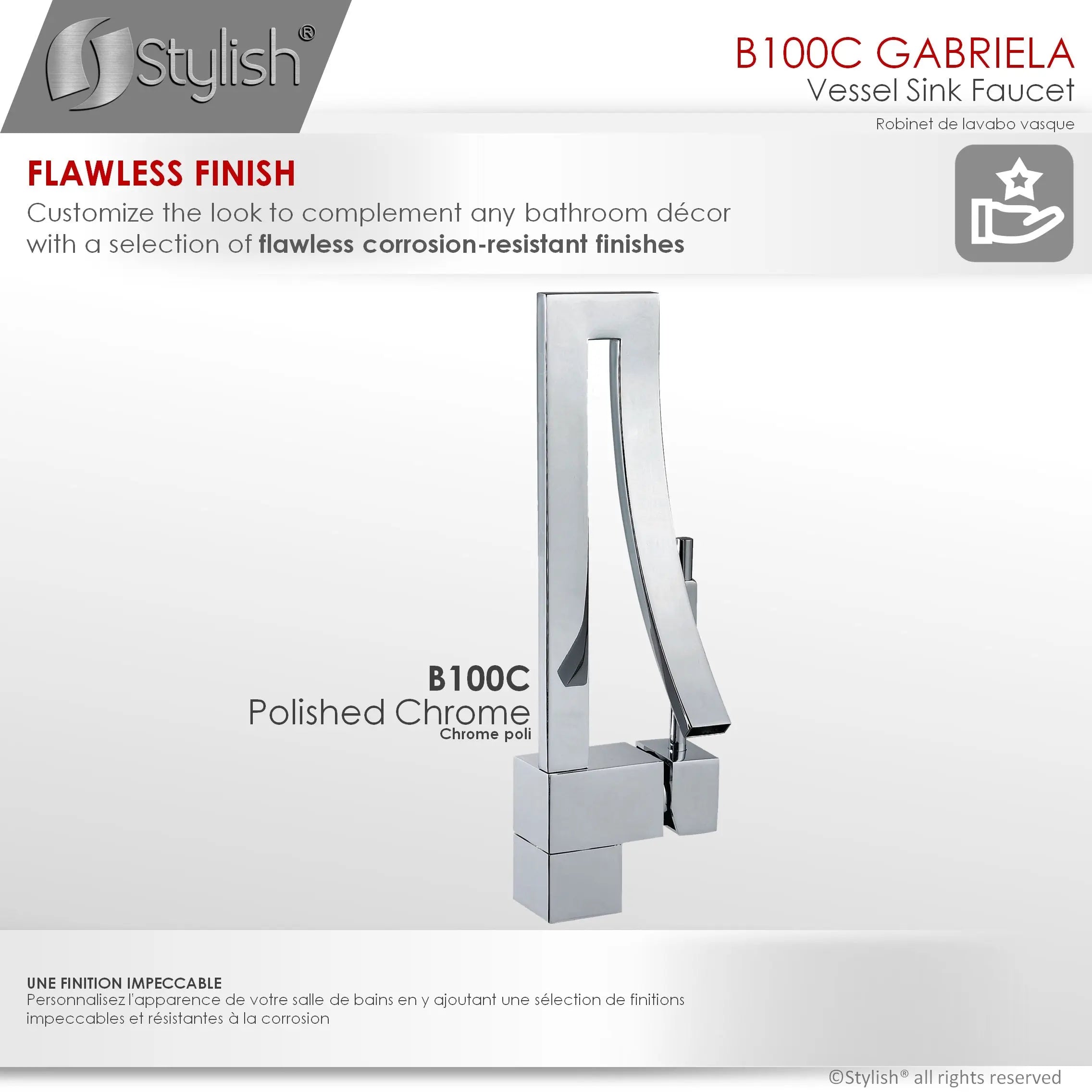 STYLISH Single Handle Bathroom Faucet for Single Hole Brass Basin Mixer Tap, Polished Chrome Finish  B-100C - Plumbing Market