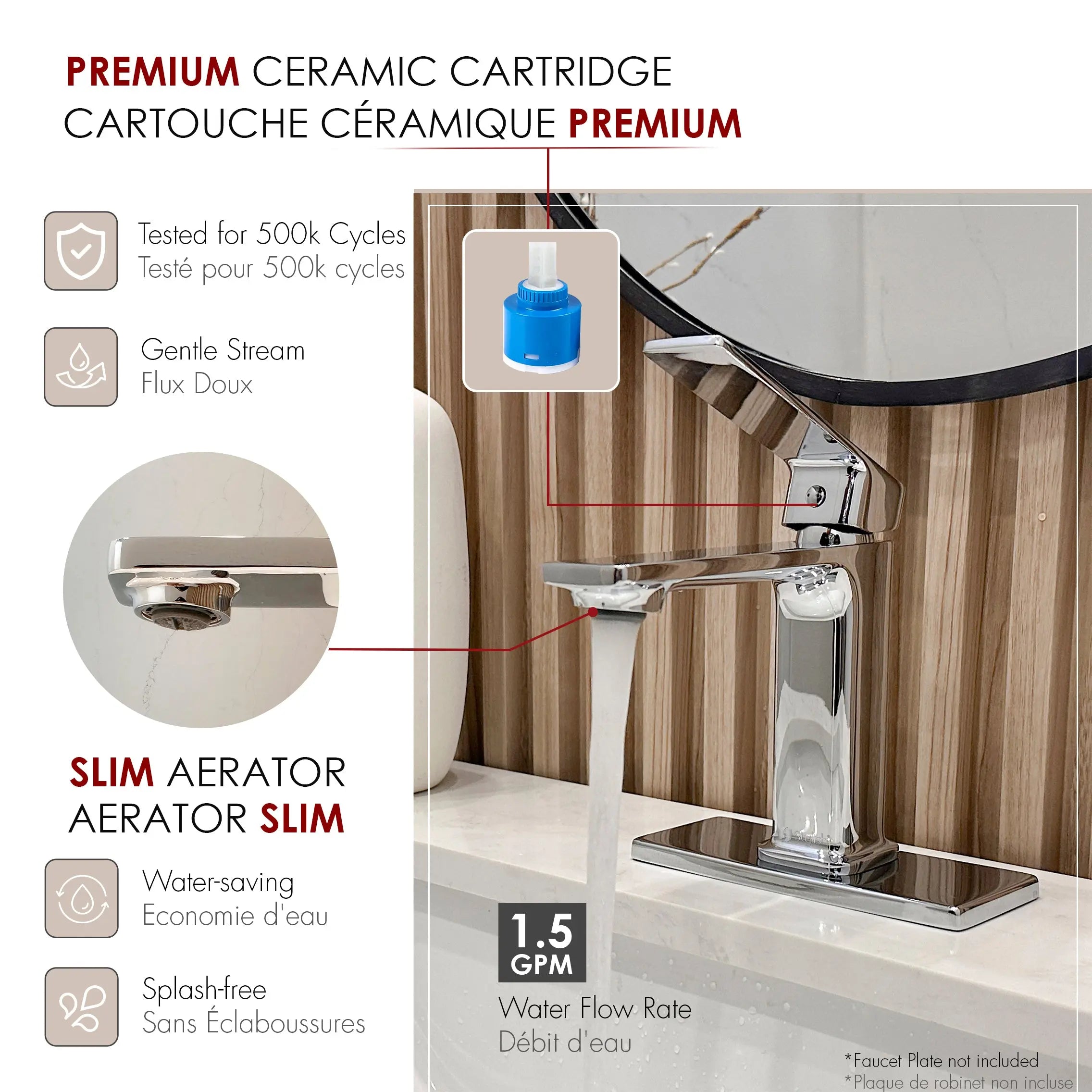 STYLISH Single Handle Bathroom Faucet for Single Hole Brass Basin Mixer Tap, Polished Chrome Finish  B-102C - Plumbing Market