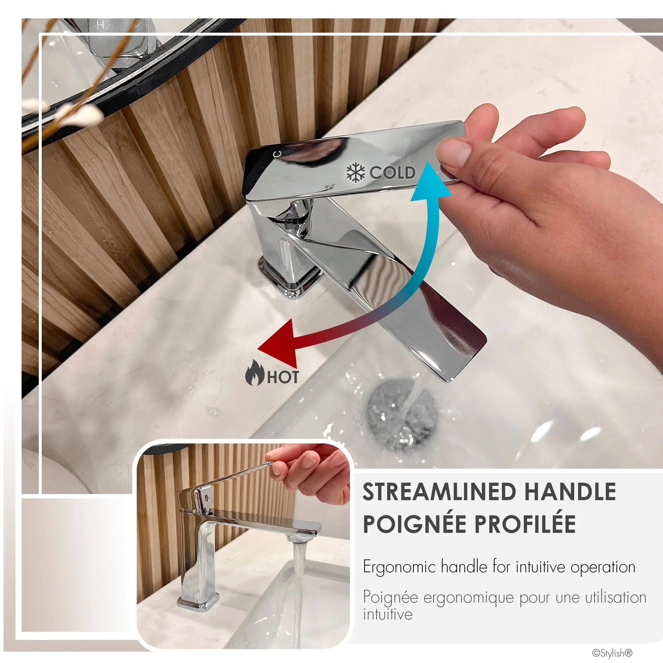 STYLISH Single Handle Bathroom Faucet for Single Hole Brass Basin Mixer Tap, Polished Chrome Finish  B-102C - Plumbing Market