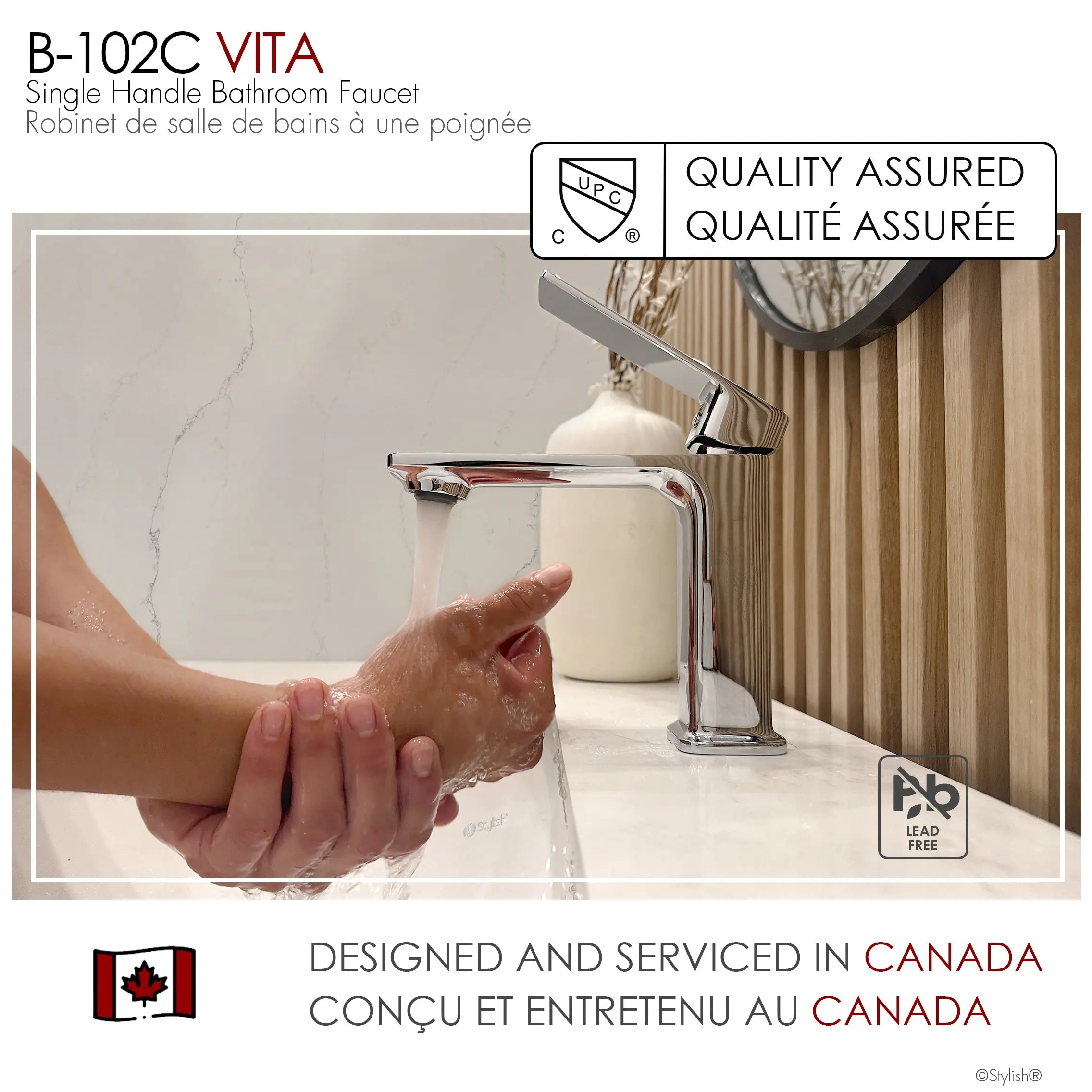 STYLISH Single Handle Bathroom Faucet for Single Hole Brass Basin Mixer Tap, Polished Chrome Finish  B-102C - Plumbing Market