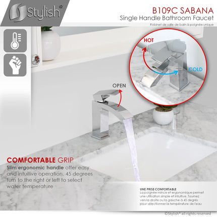 STYLISH Single Handle Bathroom Faucet for Single Hole Brass Basin Mixer Tap, Polished Chrome Finish B-109C - Plumbing Market