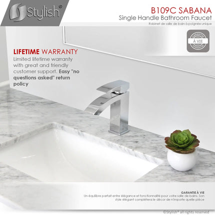 STYLISH Single Handle Bathroom Faucet for Single Hole Brass Basin Mixer Tap, Polished Chrome Finish B-109C - Plumbing Market