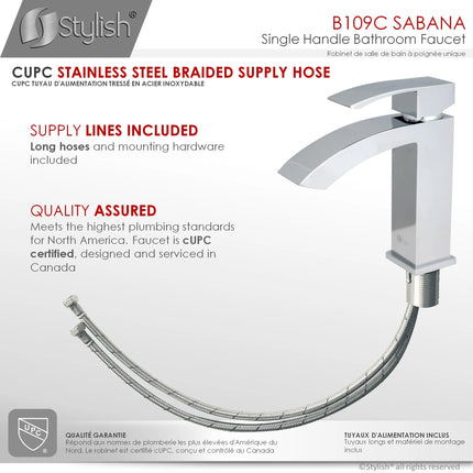 STYLISH Single Handle Bathroom Faucet for Single Hole Brass Basin Mixer Tap, Polished Chrome Finish B-109C - Plumbing Market