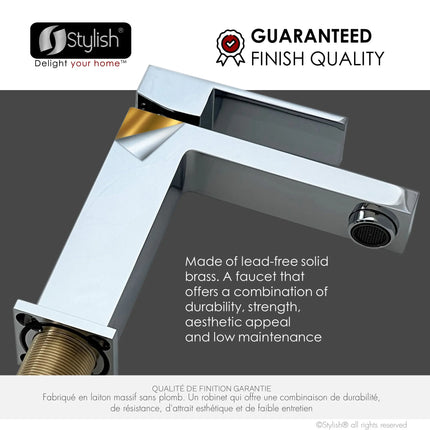 STYLISH Single Handle Bathroom Faucet for Single Hole Brass Basin Mixer Tap, Polished Chrome Finish B-112C - Plumbing Market