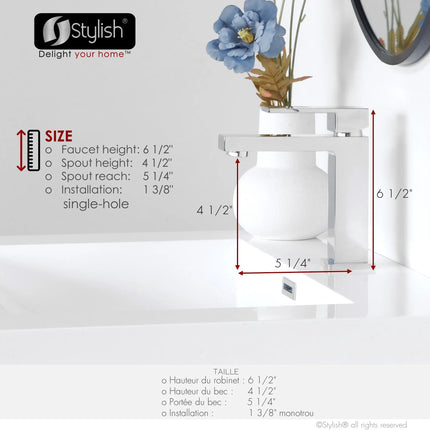 STYLISH Single Handle Bathroom Faucet for Single Hole Brass Basin Mixer Tap, Polished Chrome Finish B-112C - Plumbing Market