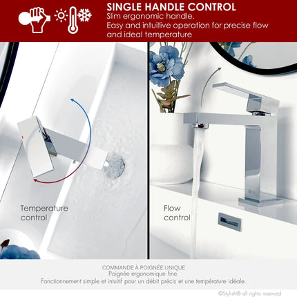 STYLISH Single Handle Bathroom Faucet for Single Hole Brass Basin Mixer Tap, Polished Chrome Finish B-112C - Plumbing Market