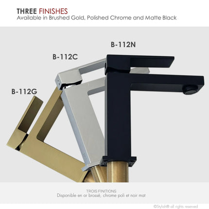 STYLISH Single Handle Bathroom Faucet for Single Hole Brass Basin Mixer Tap, Polished Chrome Finish B-112C - Plumbing Market