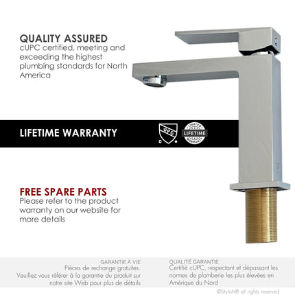 STYLISH Single Handle Bathroom Faucet for Single Hole Brass Basin Mixer Tap, Polished Chrome Finish B-112C - Plumbing Market