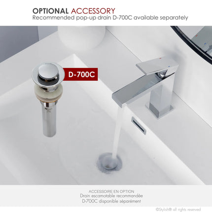 STYLISH Single Handle Bathroom Faucet for Single Hole Brass Basin Mixer Tap, Polished Chrome Finish B-112C - Plumbing Market