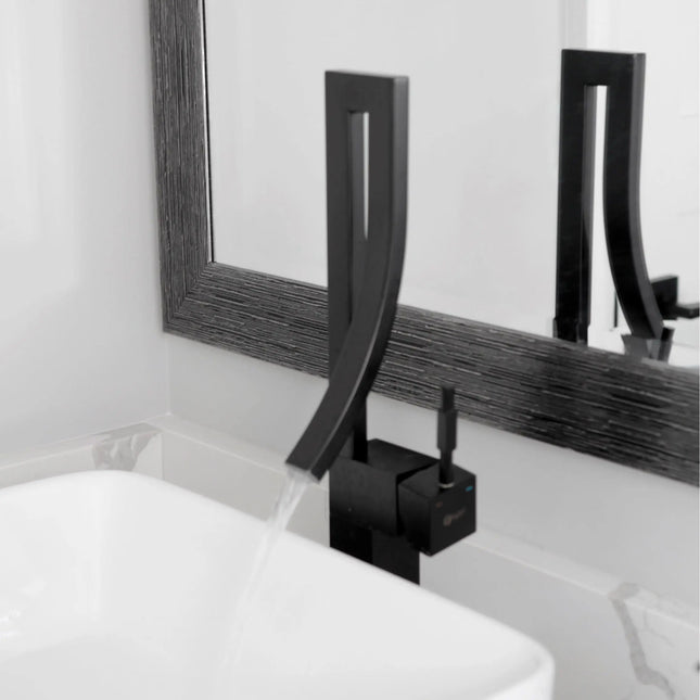 STYLISH Single Handle Bathroom Faucet for Single Hole Brass Vessel Mixer Tap, Matte Black Finish  B-101N - Plumbing Market