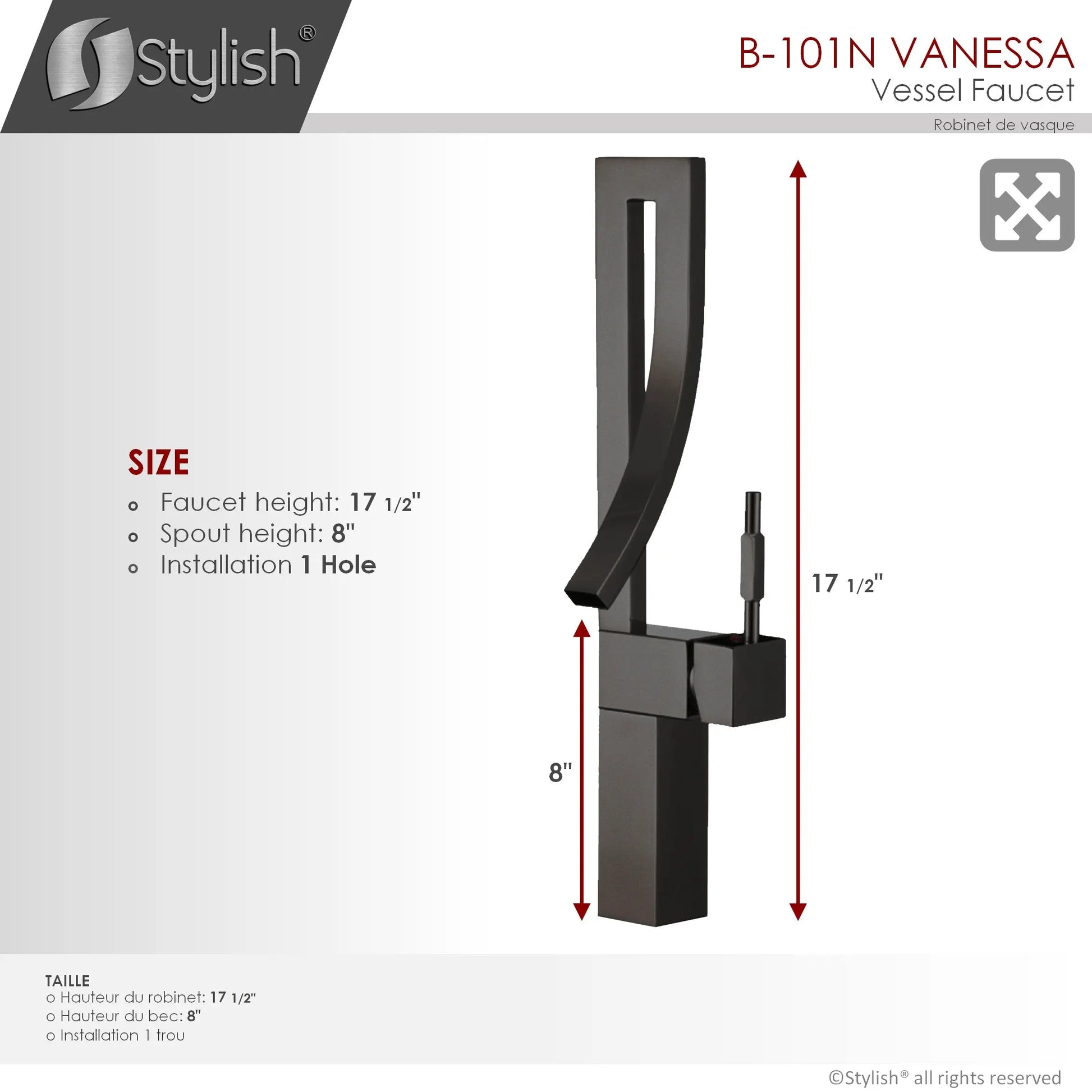 STYLISH Single Handle Bathroom Faucet for Single Hole Brass Vessel Mixer Tap, Matte Black Finish  B-101N - Plumbing Market